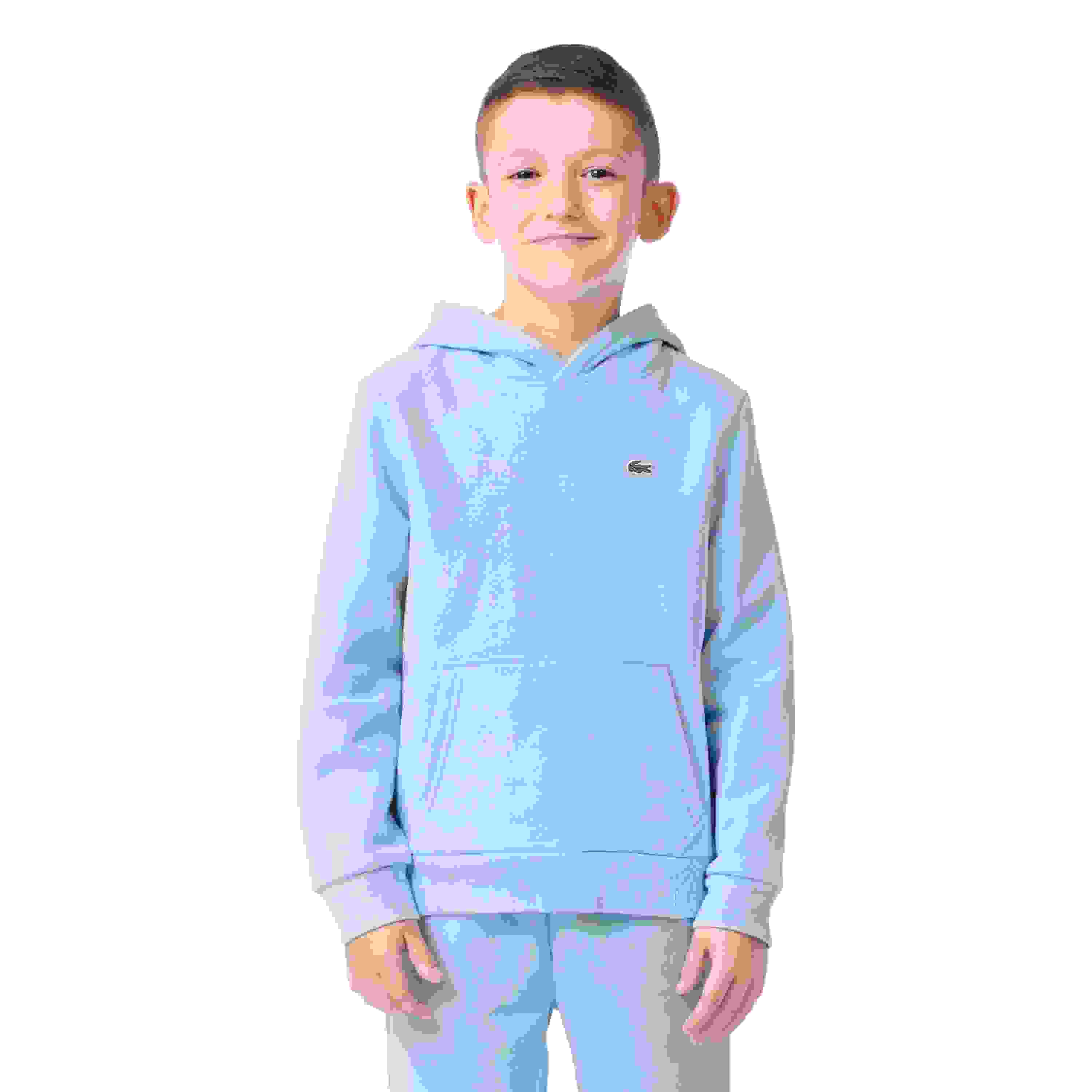 Lacoste Core Fleece Big Boys' Lt Blue Pullover Hoodie